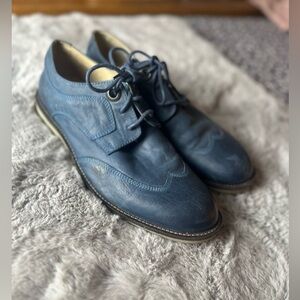 Kicker’s Light Blue Leather Stitching Men’s Lace Up Oxford Shoes Size 10 *Flaw*